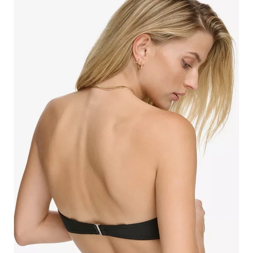 Calvin Klein Women's Molded Underwire Swim Bikini Top & Pleated Bottom Black XL - Picture 3 of 11